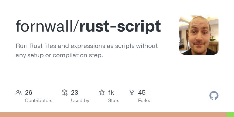 GitHub - fornwall/rust-script: Run Rust files and expressions as scripts without any setup or compilation step.