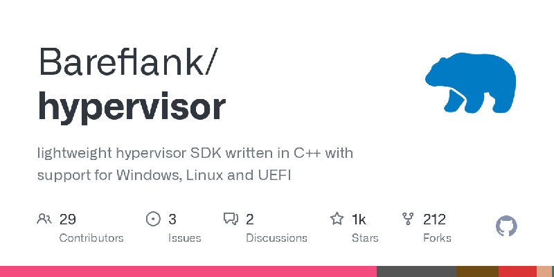 GitHub - Bareflank/hypervisor: lightweight hypervisor SDK written in C++ with support for Windows, Linux and UEFI