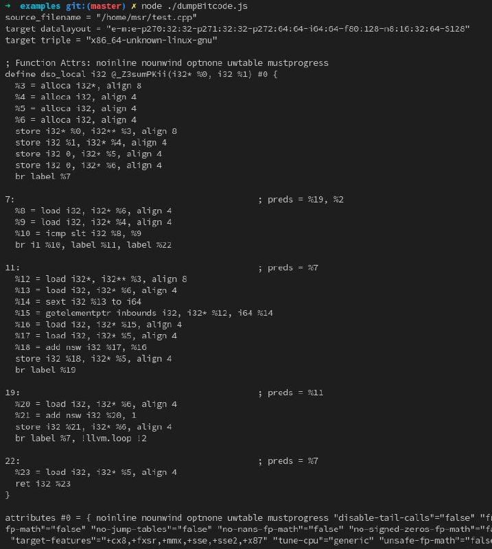 #llvm_inspectorLLVM 已经能够无缝编译至 WASM，并能在 node 中被调用下一步是搓一套 JavaScript-friendly LLVM binding 以及一套 B 端交互 UI 🧐#llvm_inspectorLLVM 已经能够无缝编译至 WASM，并能在 node 中被调用下一步是搓一套 JavaScript-friendly LLVM binding 以及一套 B 端交互 UI 🧐